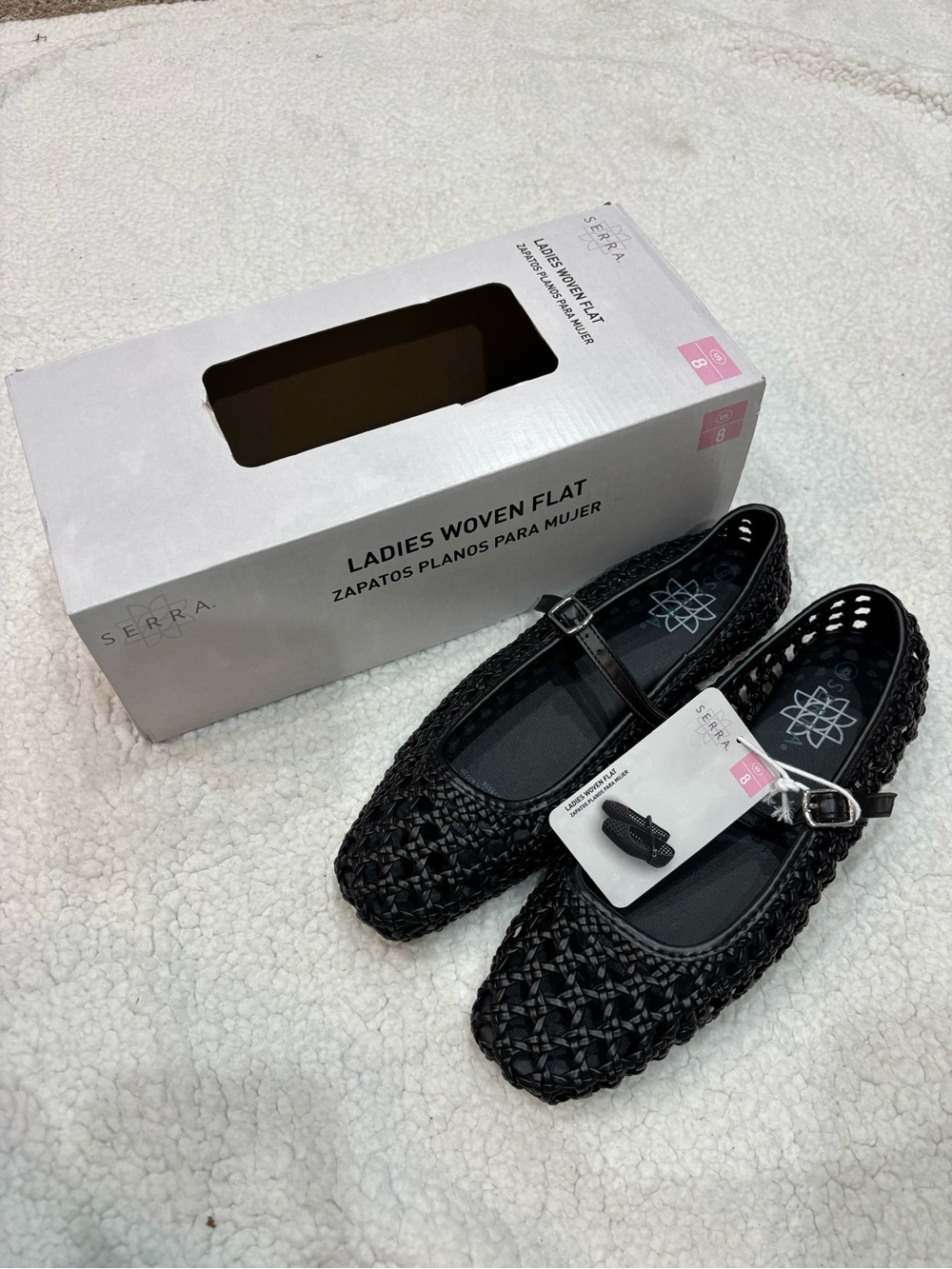 NWT Serra Black Ladies Woven Flat Mary Jane Size 8